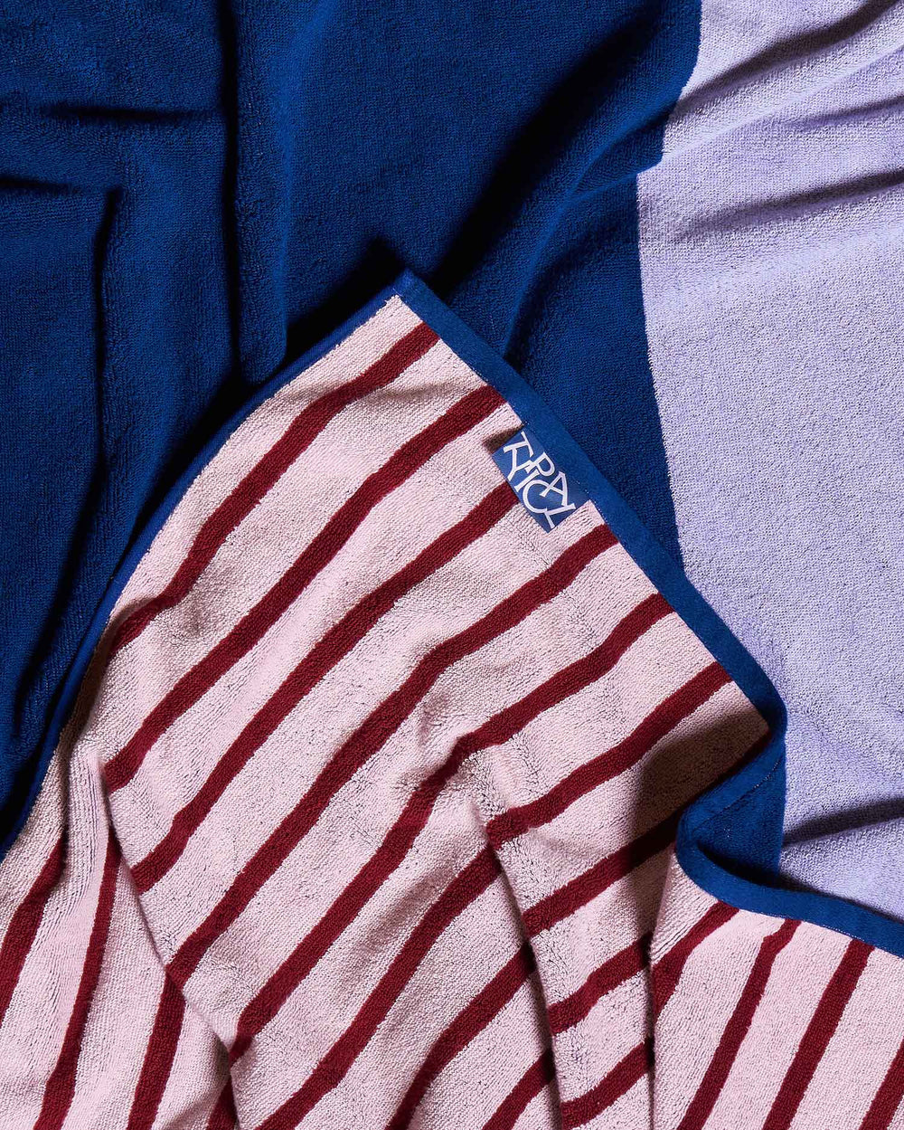 Typical Two-Tone B Side Lilac + Navy Stretch Bath Towel