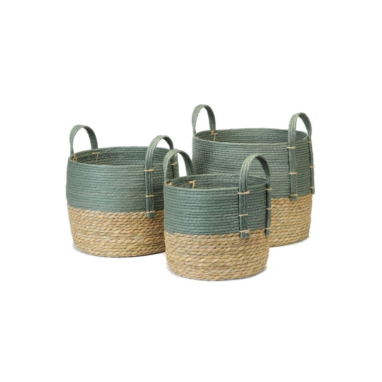 Bacon Basketware Small Sage Cylinder Basket