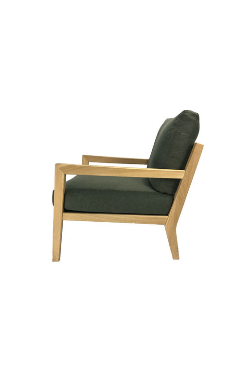 Furninova Karetta Armchair - Sheford Forest Fabric - Lacquered Oak