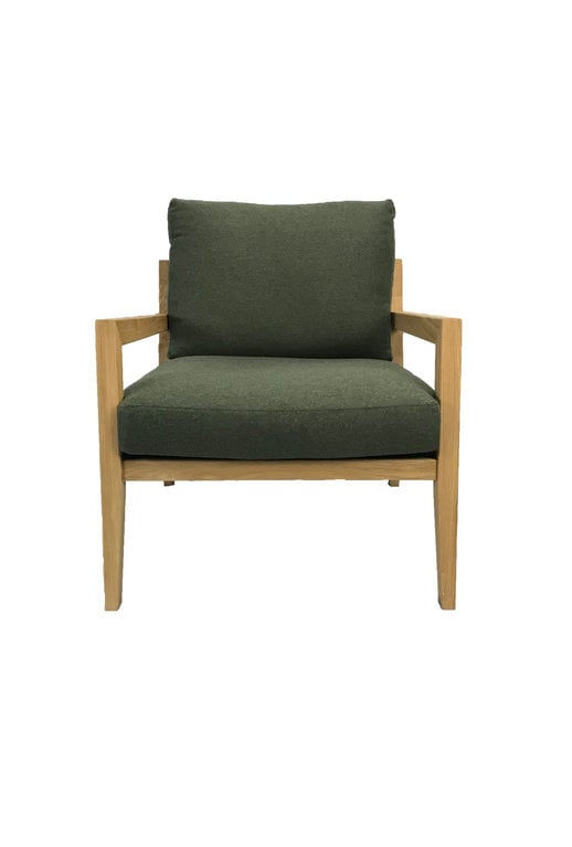 Furninova Karetta Armchair - Sheford Forest Fabric - Lacquered Oak