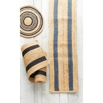 Harman Chemin de table Jute - Rayé bleu