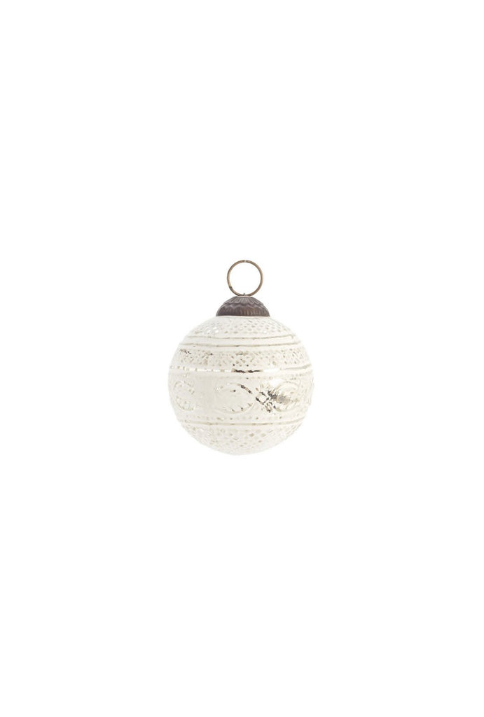 ADV/Pine Center White embroidered ball ornament