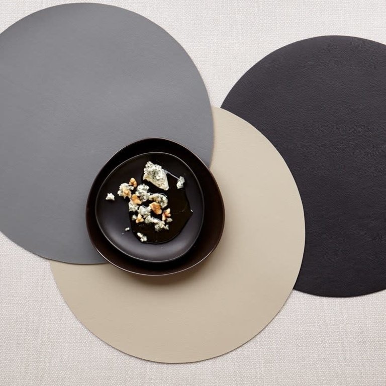 Round Faux Leather Placemat - Stone - NATUR Furniture & Design