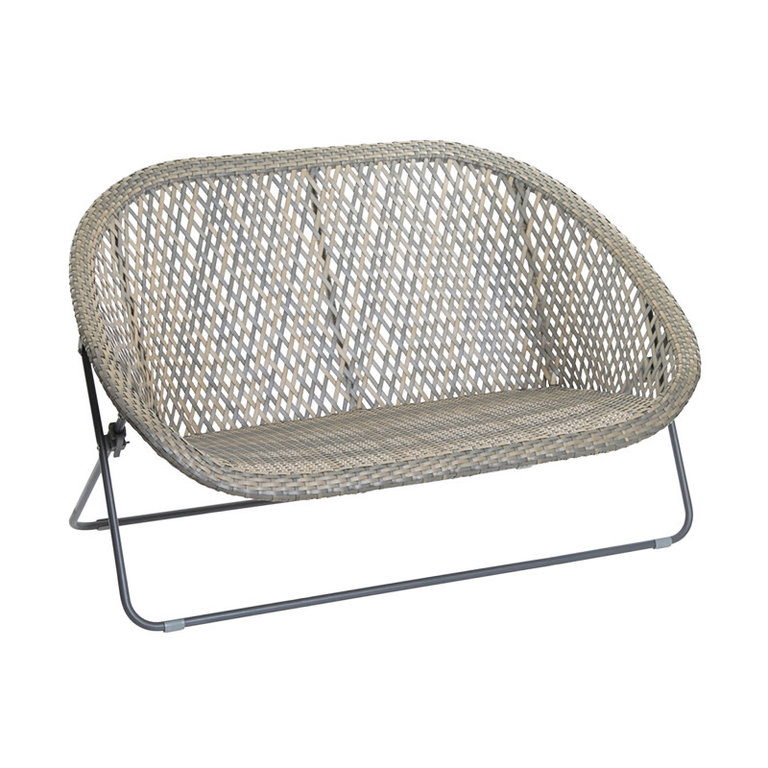 Patio Loveseat in PVC Rattan- Grey/Beige