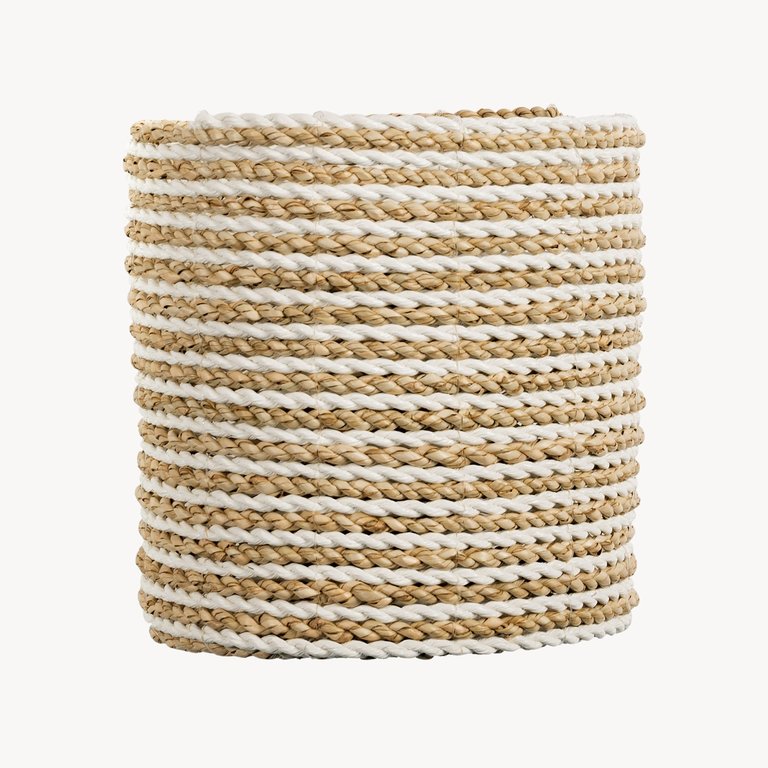 Pokoloko Kreative White/Natural Striped Basket - Large