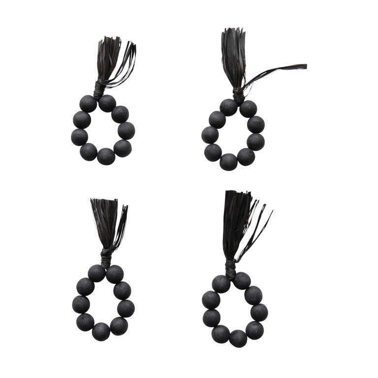 Black Beads napkin rings - Set of 4