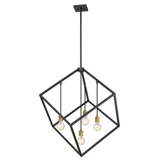 Vertical pendant light - Black and brass