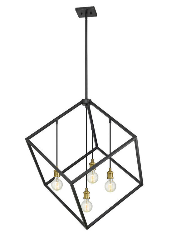 Vertical pendant light - Black and brass