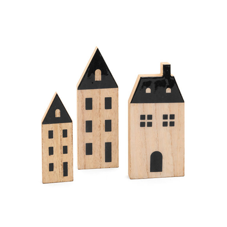 Set of 3 wooden houses