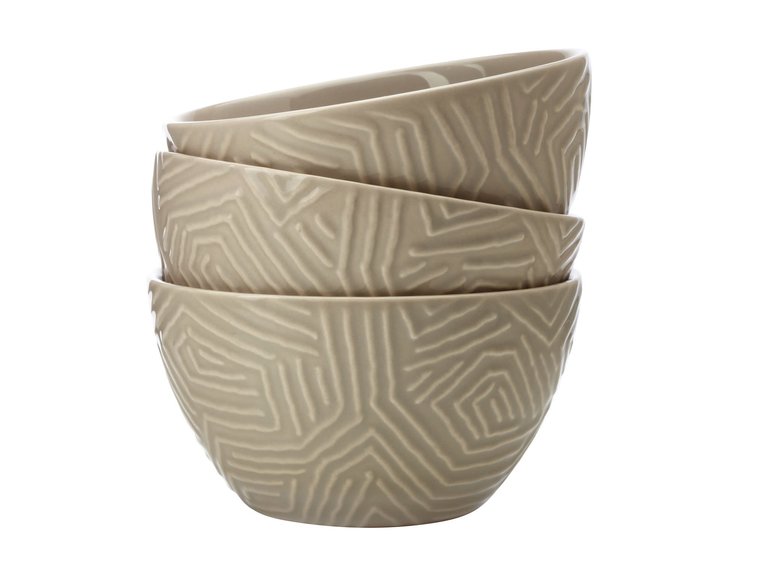 Set of 3 Taupe Dune bowls