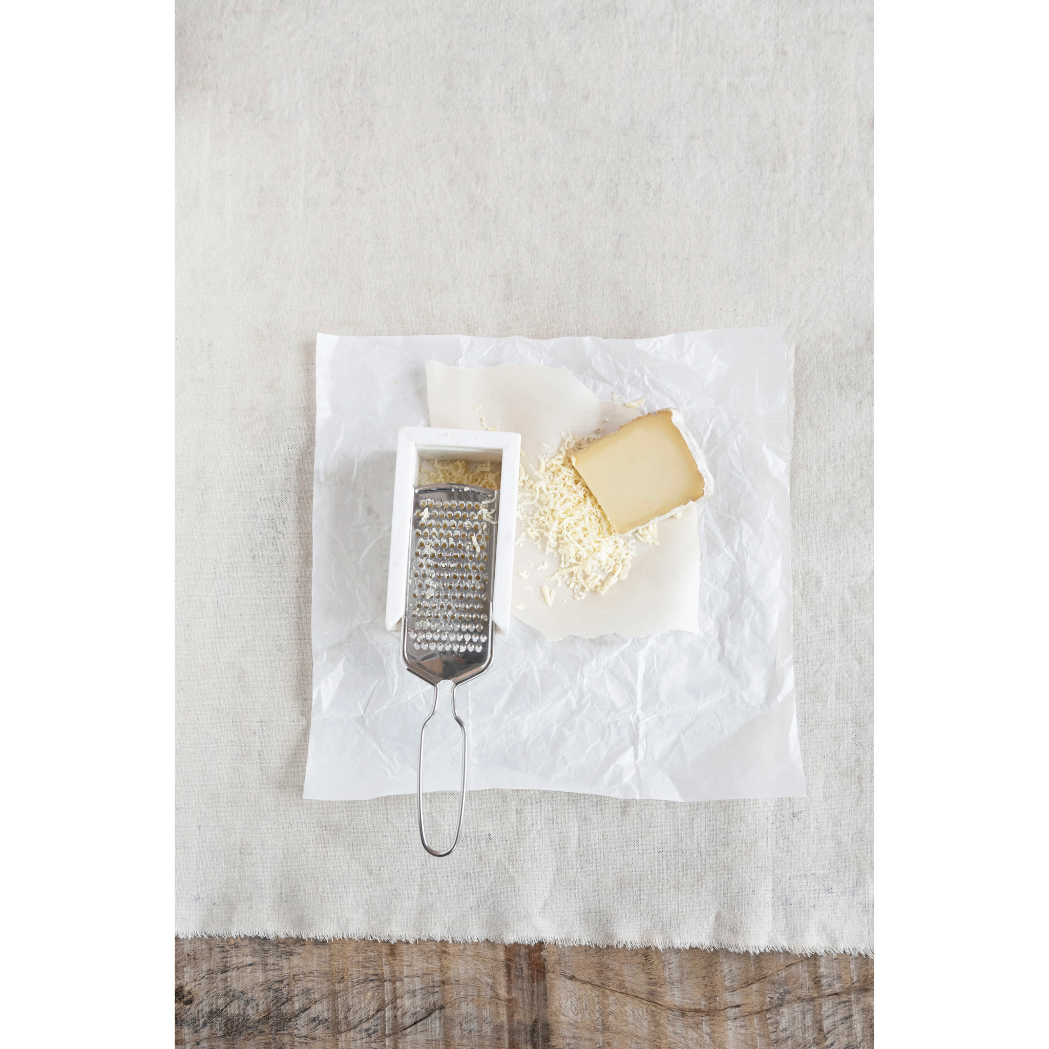 Râpe à fromage en acier inoxydable et marbre blanc - miv interiores