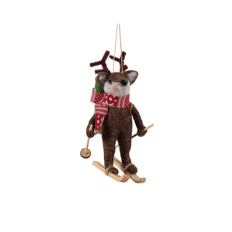 Deer skiing with a scarf