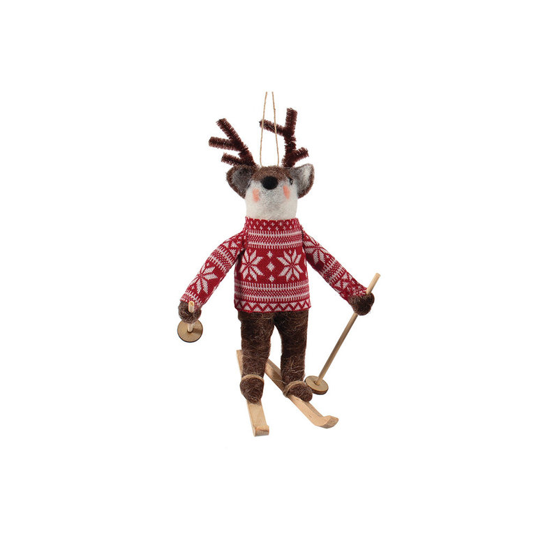 Skiing deer in a sweater