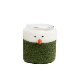 Wooly Snowmen glass vase