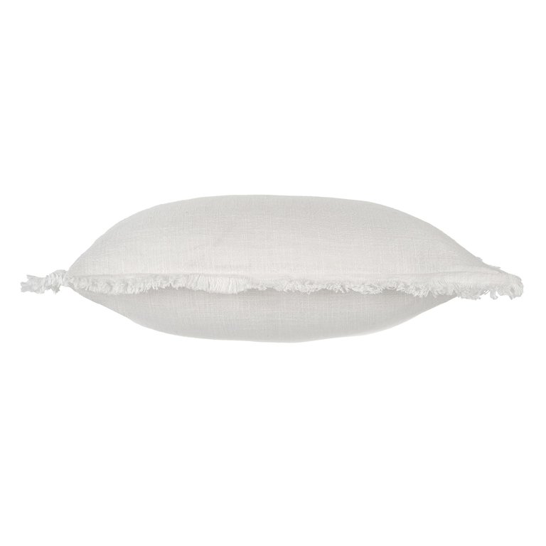 Coussin à bord effiloché - Blanc