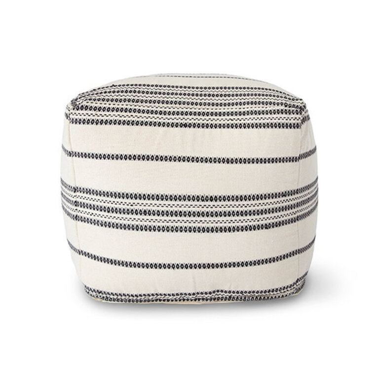 Barcelona Pouf - White with black stripes