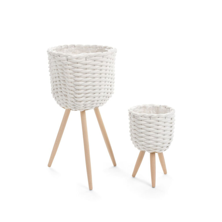 Planter with legs - White coton