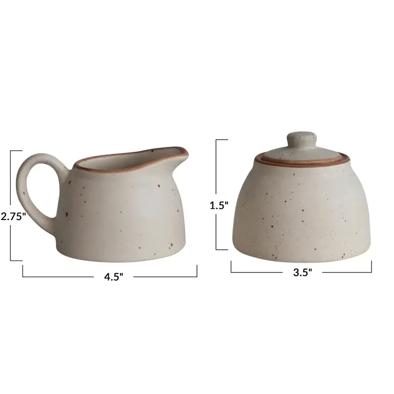 Stoneware milk jug and sugar bowl set