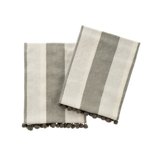 Set of two Pompoms tea towels - Grey