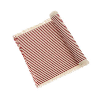 "Ticking Fringe" table runner - Red