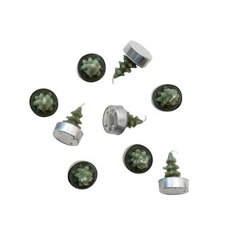 Set of 9 Tree tealight candles - Evergreen