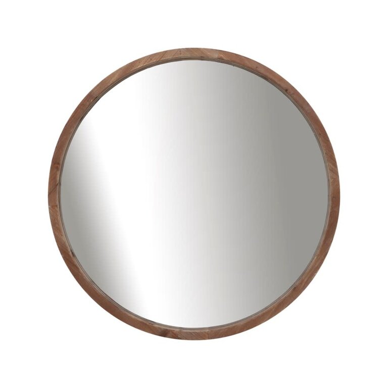 Round Wooden Mirror - Dark brown - 32"