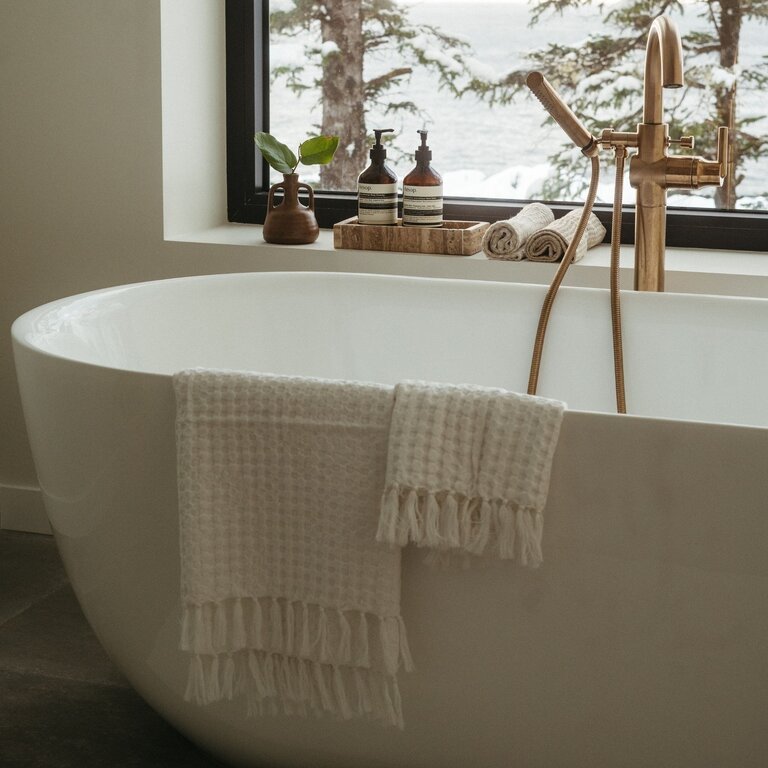 Honeycomb Bath Towel - White