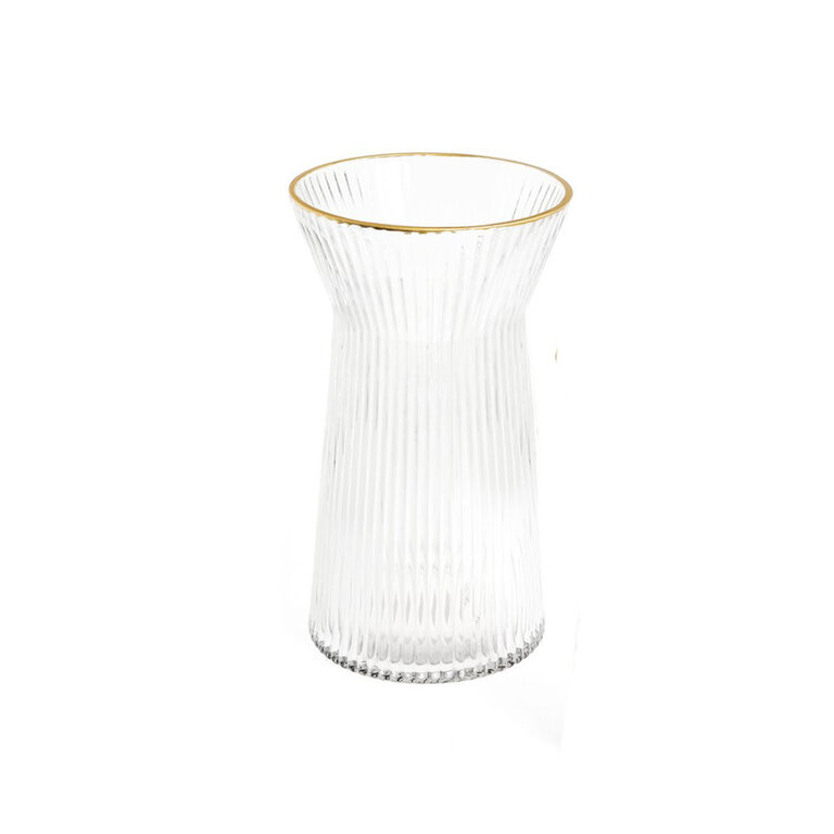 Fluted Glass Vase - Gold Trim