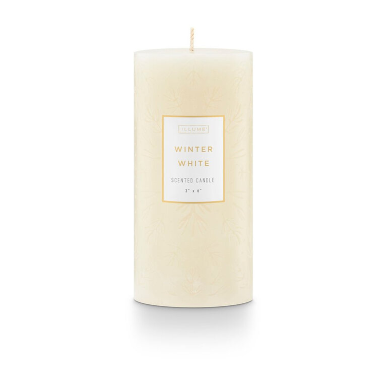 illume White Winter Pillar Candle