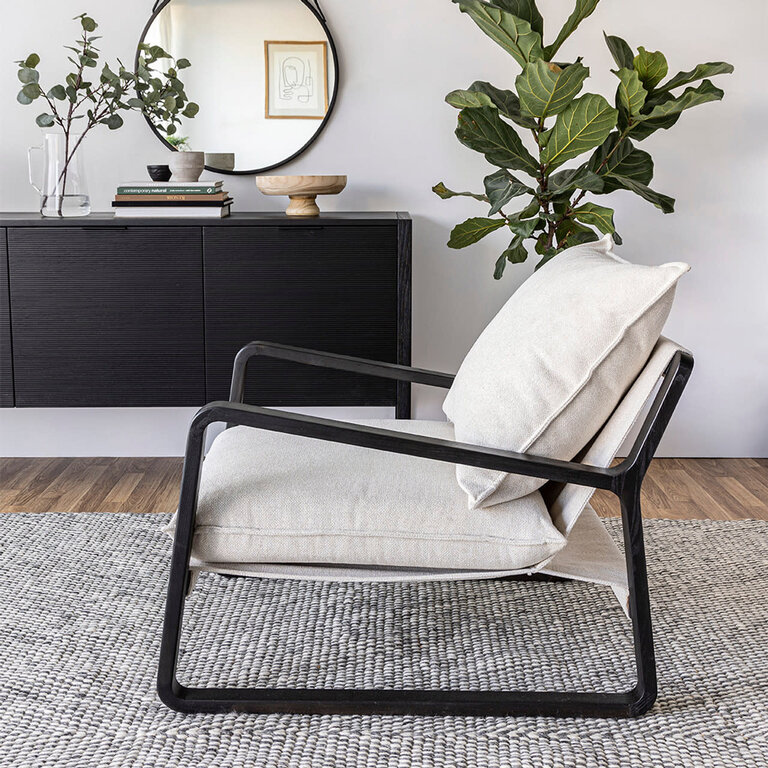 Style in Form Finn Sling Chair - Dark Frame - Cream