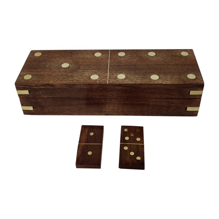 Wooden box with Dominoes game