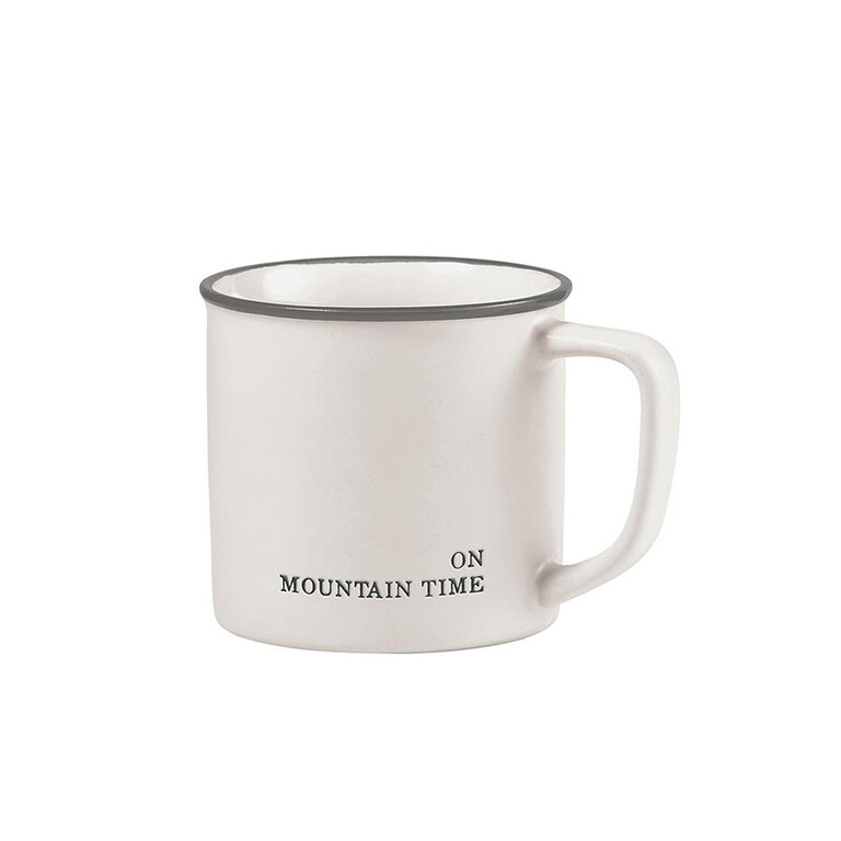“On mountain time” mug