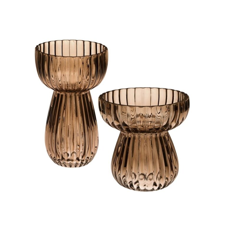 Vase de verre strié Champignon