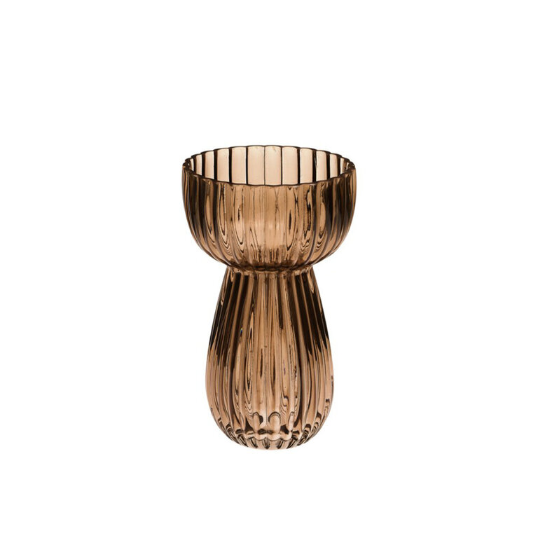 Mushroom Ribbed Glass Vase