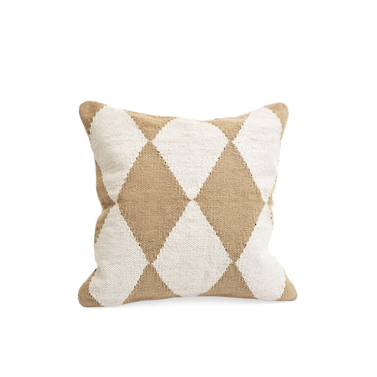 Beige Diamond Woven Pillow