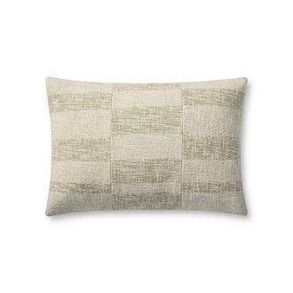 Loloi Rugs Check Pillow - Beige/Natural - Feathers