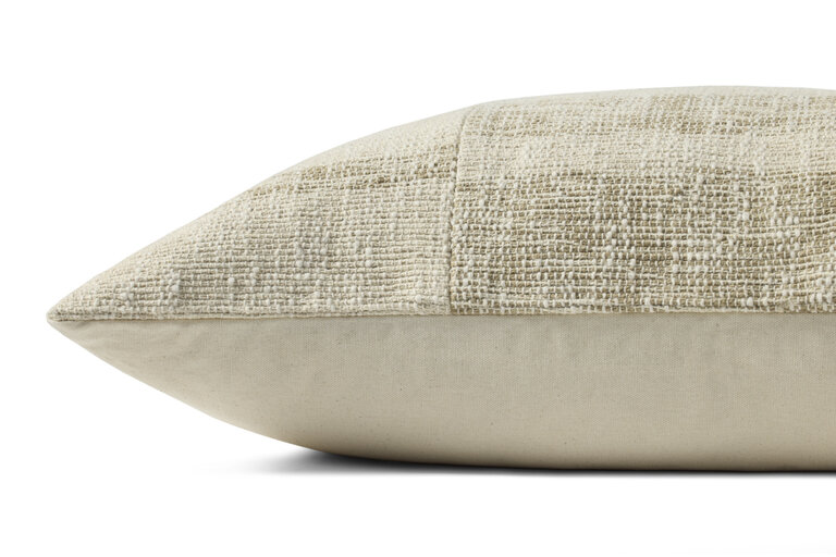 Loloi Rugs Check Pillow - Beige/Natural - Feathers