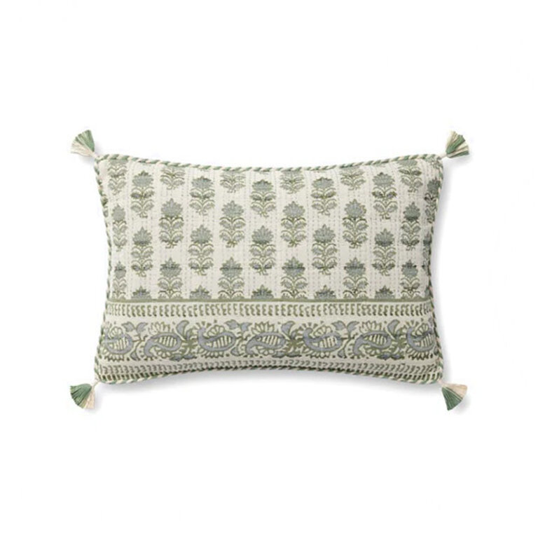 Loloi Rugs Sage/Ivory Printed Pillow