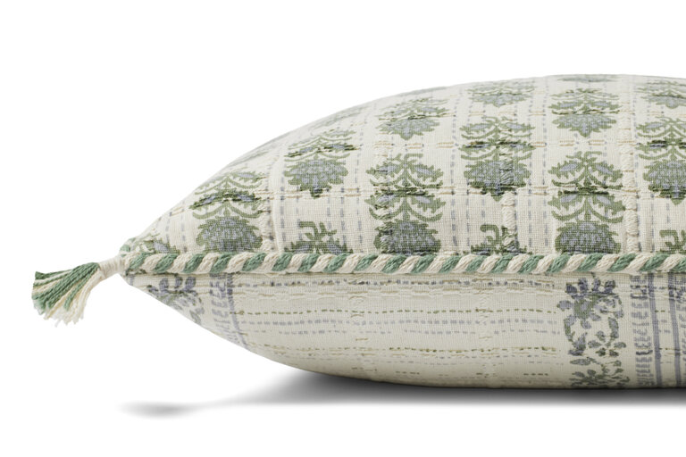 Loloi Rugs Sage/Ivory Printed Pillow