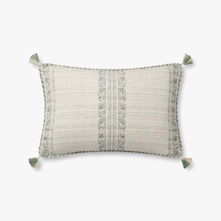 Loloi Rugs Sage/Ivory Printed Pillow