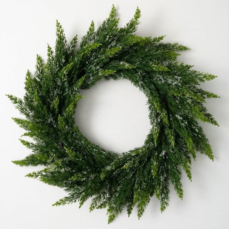 Frosted Cedar Wreath - 28" dia.