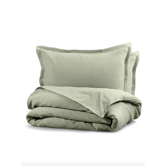 Sophia Corduroy Cotton Duvet Cover - Sage- Queen