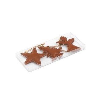 Set of 3 Faux Leather Ornaments