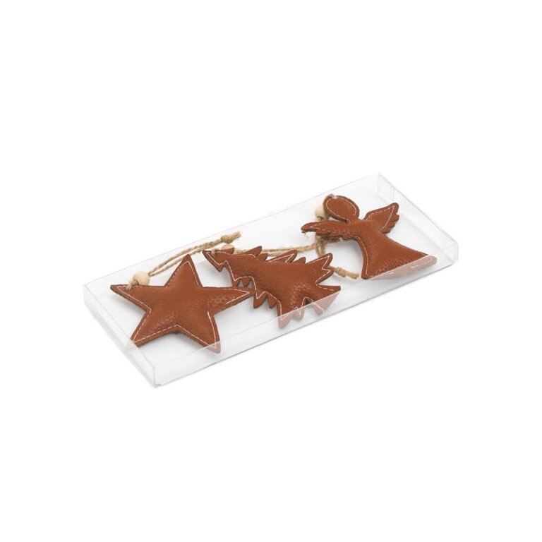 Set of 3 Faux Leather Ornaments