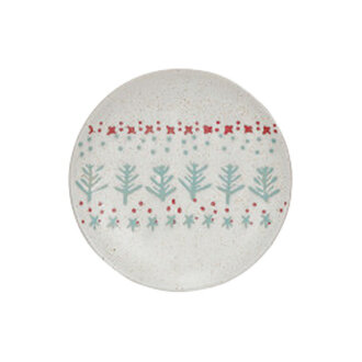 Assiette imprimé vintage - Turquoise