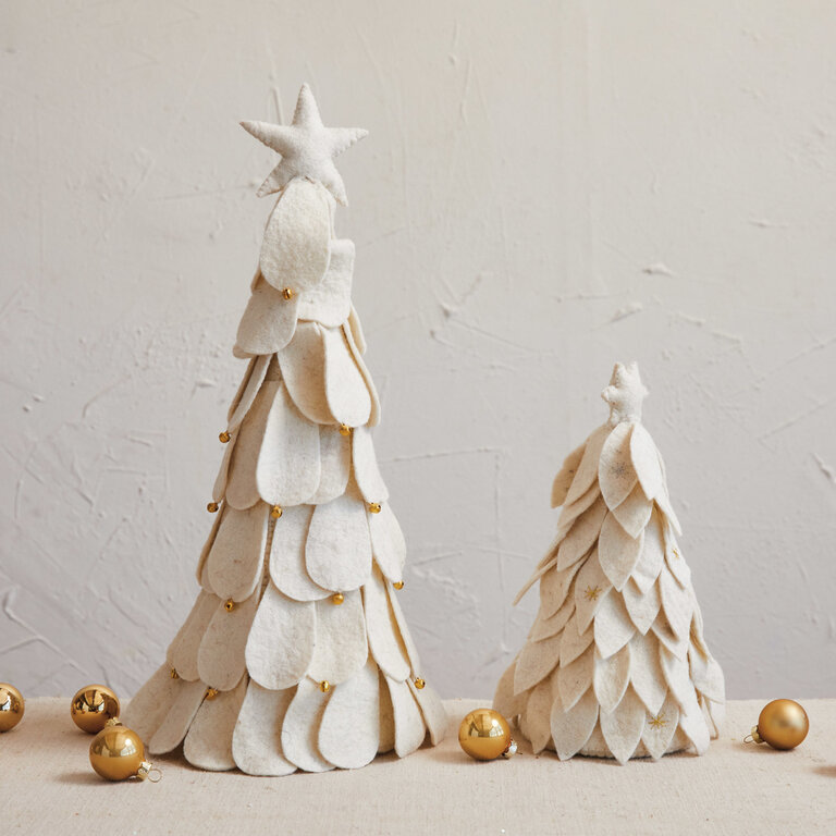 Sapin de Noel  avec clochette - Crème