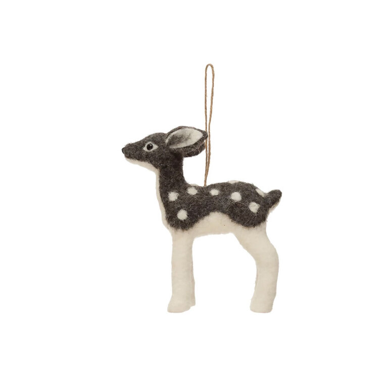 Felt Deer Ornament - Grey