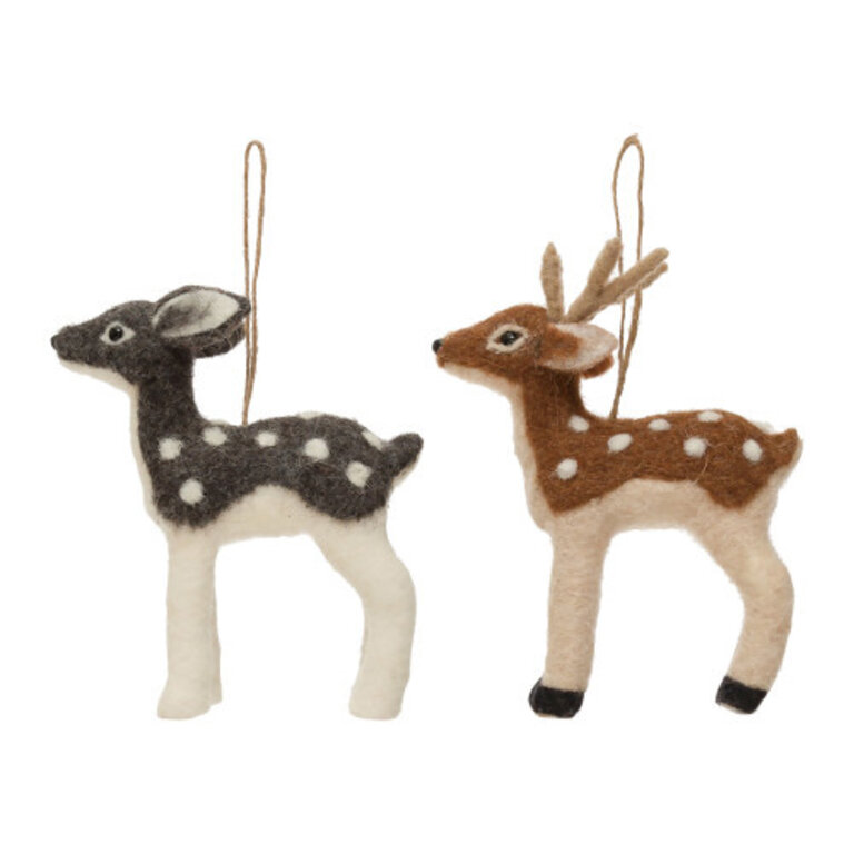 Felt Deer Ornament - Grey