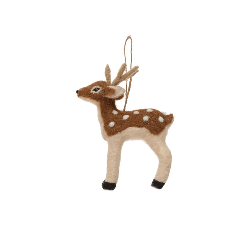 Felt Deer Ornament - Beige