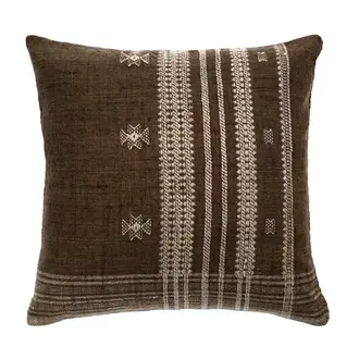 Coussin Bhujodi en laine - Marron